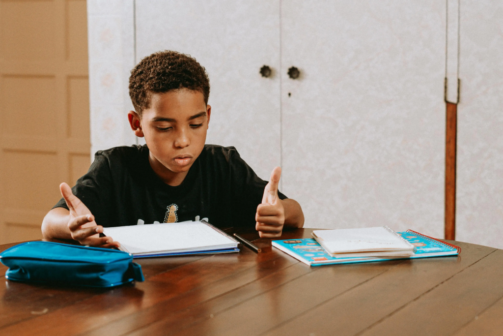 Student building confidence with Key2 tuition at home.